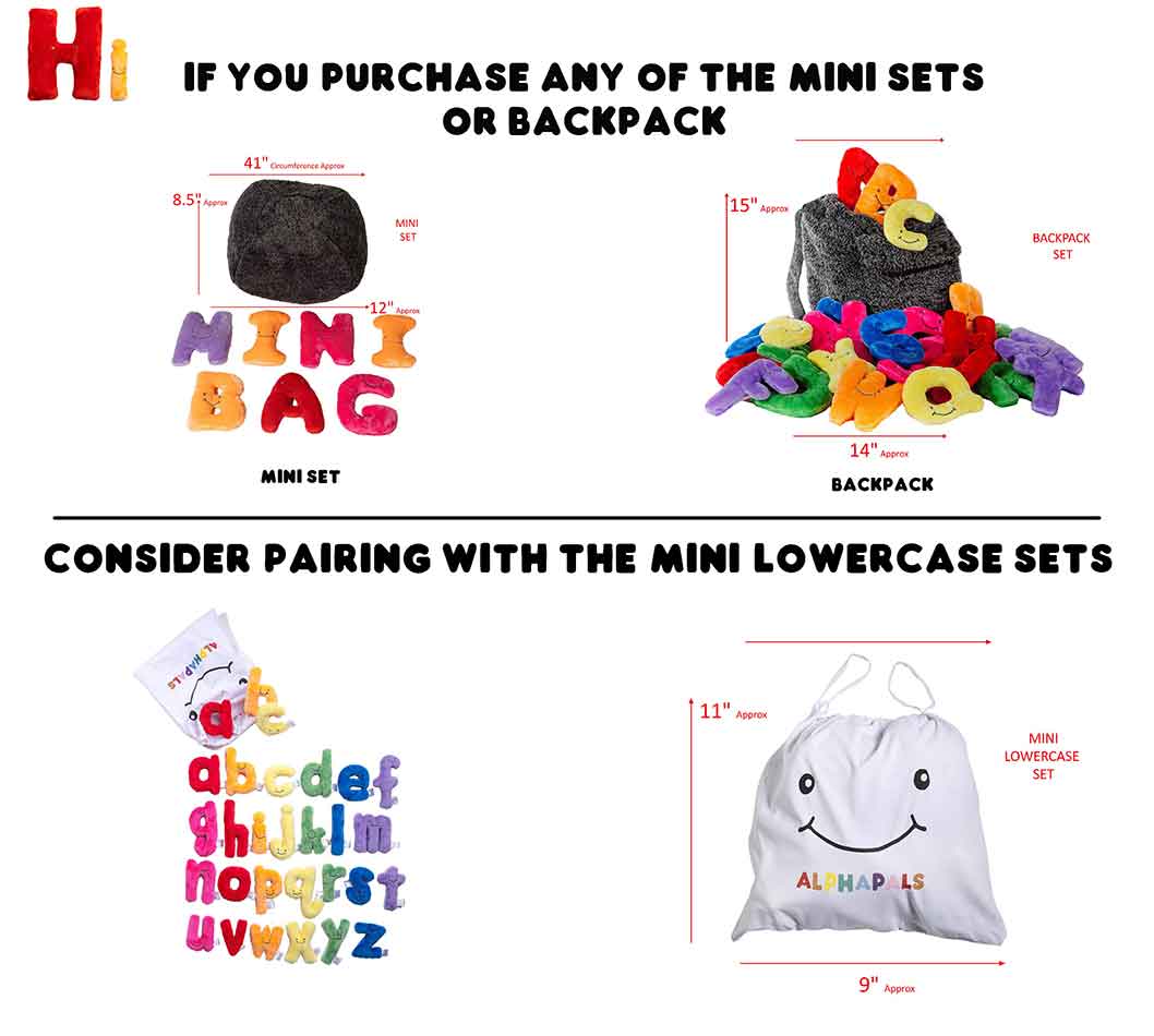 Alphapals® 5 Inch Plush Letter Set with Drawstring Bag